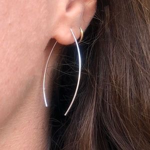 V-Wire Hoop Threader Earrings 925 Sterling Silver